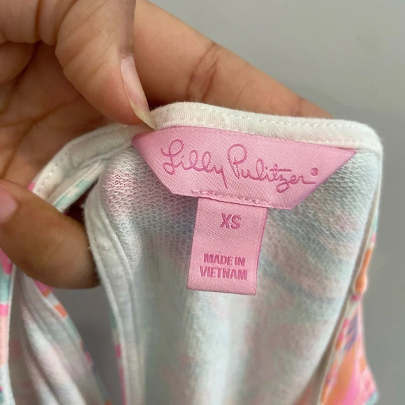 LILLY PULITZER Felicity Too Much Bubbly Print French Terry Fit Flare Dress sz XS - Picture 9 of 9